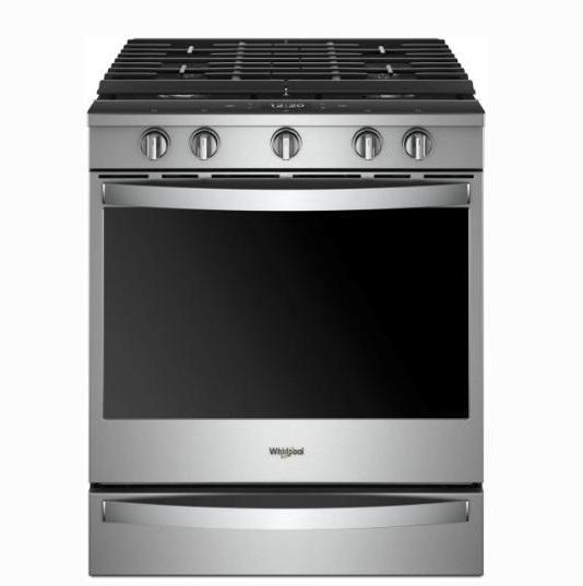 Whirlpool 30 Inch Slide-In Gas Smart Range with 5 Burners - MSRP $2,399