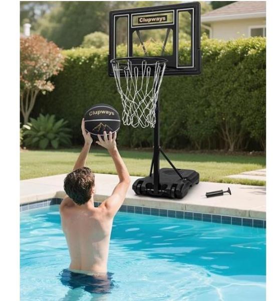 Five Clupways Backstop Height Adjustable Poolside Basketball Hoops - MSRP $1,499