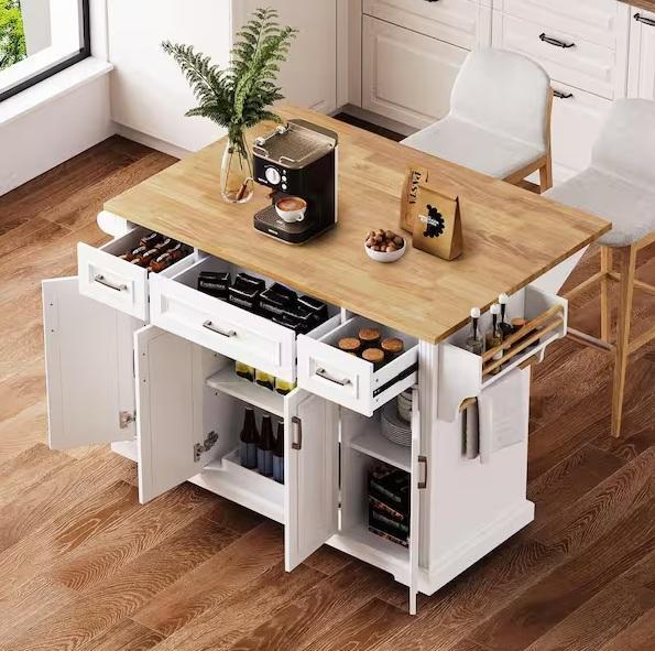 Home Decor - Harper & Bright Designs White Kitchen Cart, Glitzhome, Qualler, Flash Furniture - Est Retail $1,965