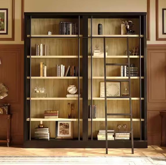 Home Decor - Homsee Black Oak Wood 6-Shelf Ladder Library Bookcase, Harper & Bright Designs, HOMZENE -Est Retail $2,012