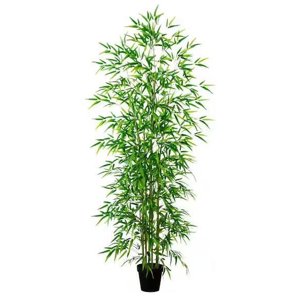Pallet of Nearly Natural 8ft Artificial Green Bamboo Trees in Nursery Pots - Est Retail $3,426