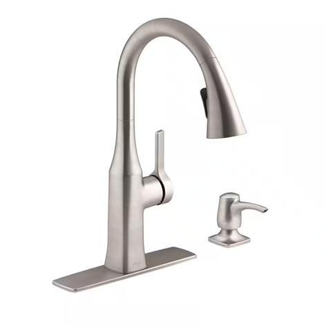 KOHLER Rubicon Single-Handle Pull-Down Sprayer Kitchen Faucet in Vibrant Stainless - MSRP $204