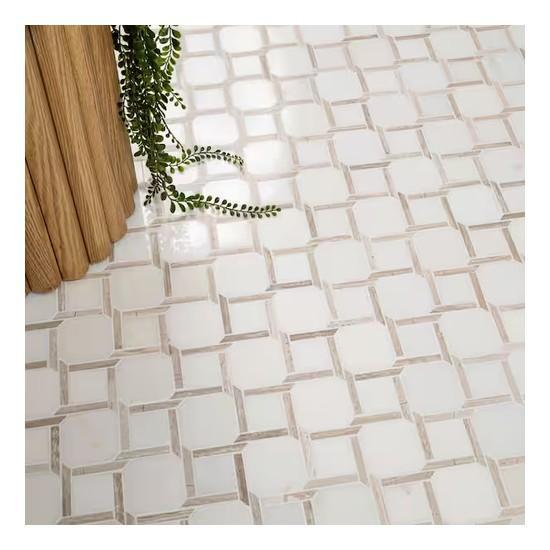 Flooring & Rugs - MSI Marbella Lynx and Angora Floralis Marble Mosaic Tile - Est Retail $1,086- 1plt