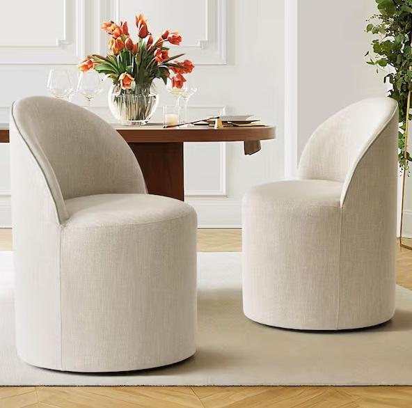 Home Decor - LAOTIES Linen Upholstered Barrel Swivel Dining Chairs, BYBLIGHT, Stupell Industries - Est Retail $1,547