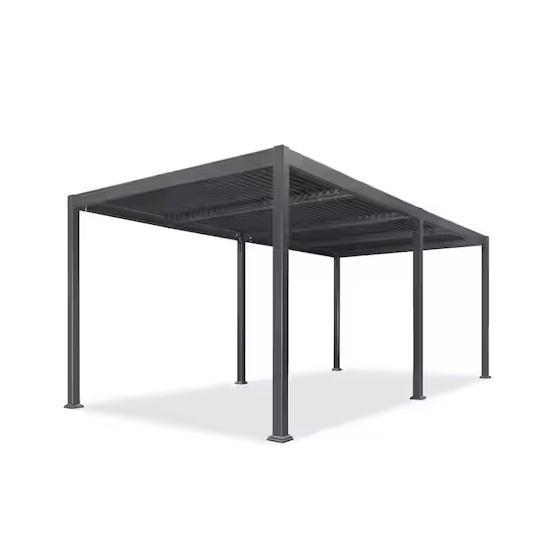 Two PURPLE LEAF 10ftx20ft Gray Aluminum Outdoor Louvered Pergolas - Est Retail $6,444