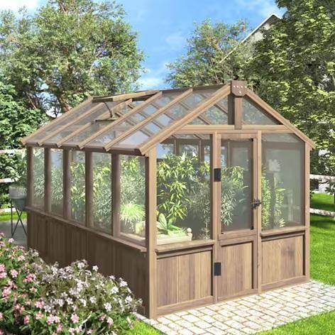Veikous 6'x10' Cedar Wood Outdoor Garden Plant Greenhouse with Polycarbonate Panels - Est Retail $1,166 - 1 plt