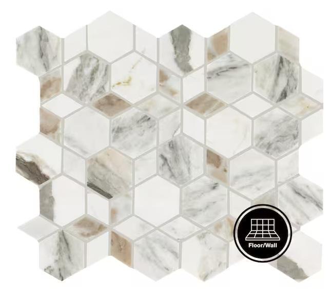 Flooring & Rugs - Daltile Stone Decor Luna 11inx13in Marble Starpoint Mosaic Tiles, MSI - Est Retail $919- 2plts