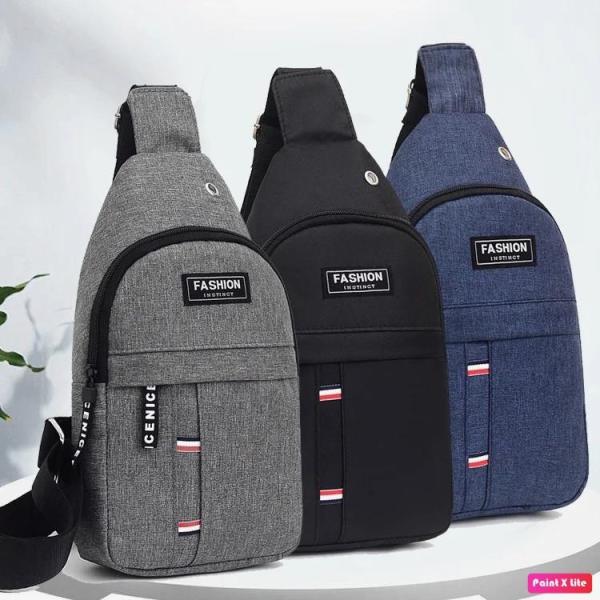 New 200pc -Men's Crossbody Chest Bag Oxford Cloth Fashionable Multi-Pu