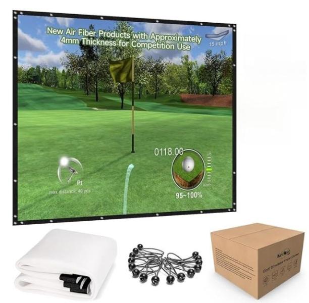 Keoltuo Golf Simulator Impact Screen Pro 3D Air Mesh Screen, Egadis 1pk Aluminum Stair Railing Kit - MSRP $1,003