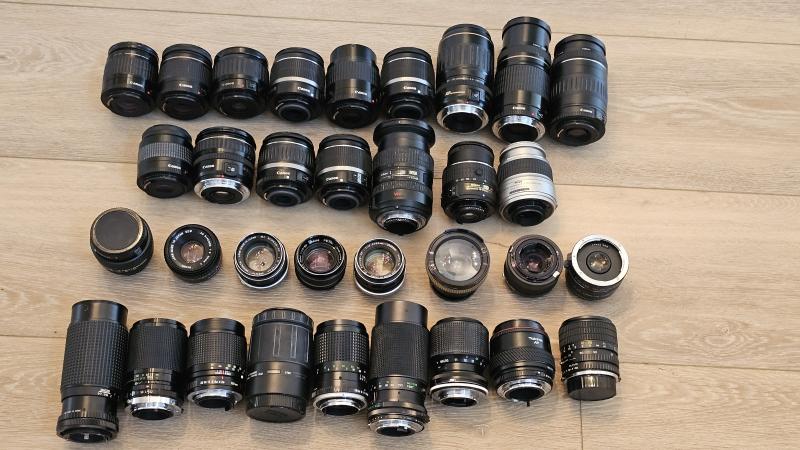(Lot of 33) Canon USM, Nikon, Sigma and other Digital Camera Lenses