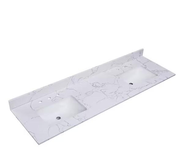 Plumbing - PROOX Engineered Stone Composite Double Sink Vanity Top, KeonJinn, HDC, Gatco, BWE - Est Retail $2,857