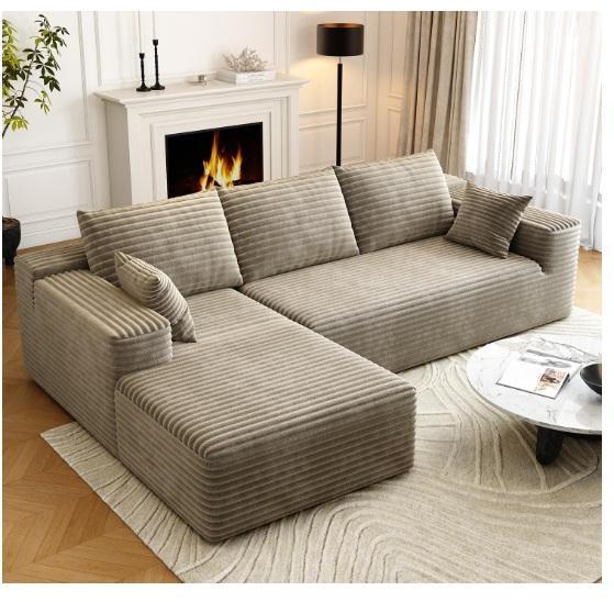 Furniture - 95" Sectional Boneless Cloud Couch Sofas & Wood Platform Bed Frame w/6 Drawers - MSRP $1,279