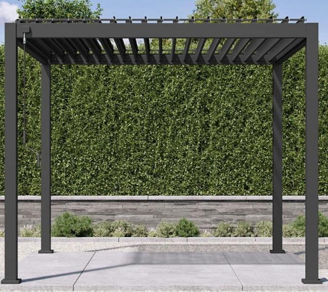 Housewares - 111S Aluminum Pergola w/Adjustable Louvered Roof, Interior Solid French Door Ego 5012 - MSRP $5,899