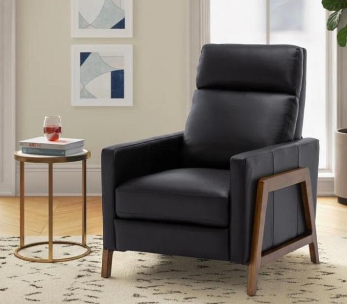 Furniture - Bosse Leather Recliner, Harrison Genuine Leather Ottoman, Upholstered Swivel Accent Armchair - MSRP $4,053