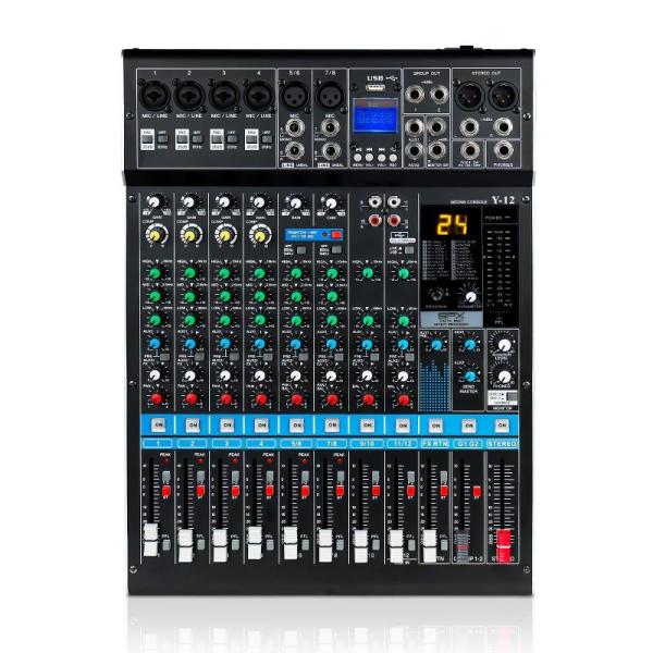 Musical Instruments - Flygrow 12-Channel Audio Mixer Professional Bluetooth DJ Mixer, XyraSound Panels - MSRP $1,857