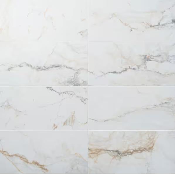 Pallet of Ivy Hill Tile Tavani Calacatta Gold 11.81inx23.62in Marble Look Matte Porcelain Tiles - Est Retail $1,046
