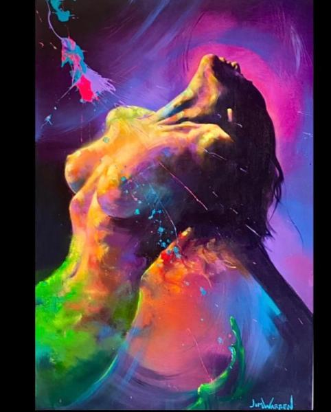 5 embellished Jim Warren canvas giclees - Glow in the dark