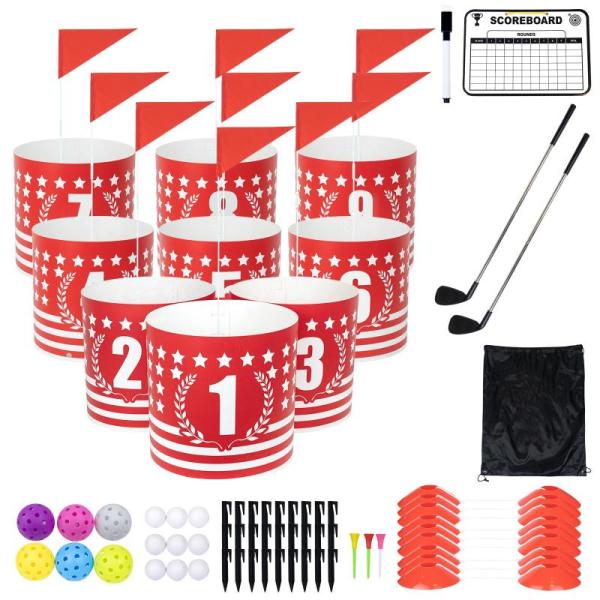 Toy- DigNew Backyard Golf 9 Holes Sets, REZEND Titanium Kids Portion Plates, KTRCU Mini Glitter Dumplings -MSRP $11,644