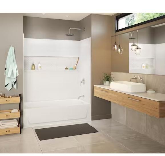 Kitchen & Bath - Bootz Industries Aloha NexTile Shower Stall, Streamline, Dovelina, Hampton Bay - Est Retail $2,545