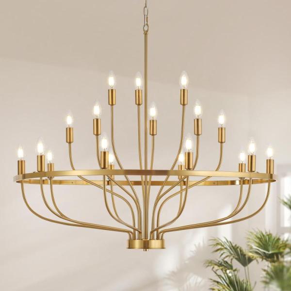 Home Improvement- Gold Round LED Crystal Chandelier, Lordear 33 Inch Undermount Farmhouse Sink - MSRP $14,565
