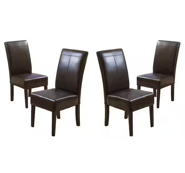 Home Decor - Noble House Pertica T-stitch Chocolate Brown Leather Chairs, VEVOR, MODWAY, HDC - Est Retail $1,120- 2plts