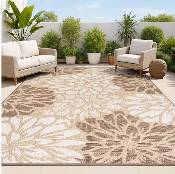 Flooring & Rugs- JONATHAN Y Zinnia Modern Floral Textured Weave Area Rug, Corso Italia, SKYSHALO, MSI - Est Retail $951