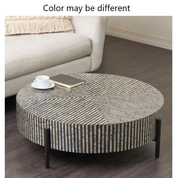 Furniture - Maly Round Mother of Pearl Coffee Table, Bay Isle TV Stand, Argyri Patio Ottomans - MSRP $3,201