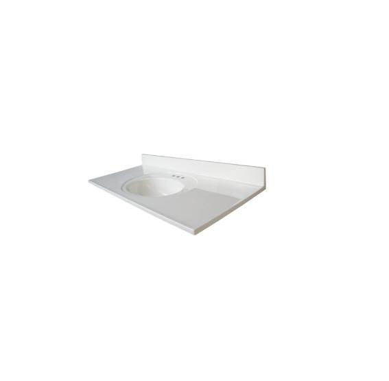 Two Glacier Bay 49inWx22inD Cultured Marble Round Single Sink Vanity Tops, White - Est Retail $300