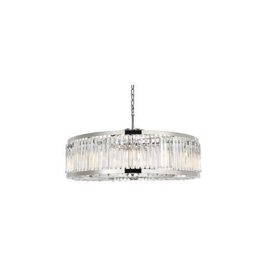 Two Elegant Lighting Chelsea 10-Light 44"W Crystal Drum Chandeliers - MSRP $8,332