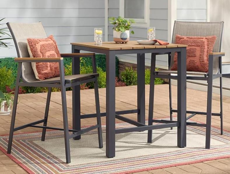Style Selections Waterline 3pc Gray Balcony Height Patio Dining Set, Toro Flex-Force 60V String Trimmer - MSRP $2,205