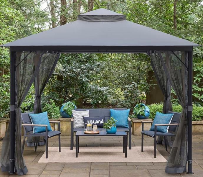 Style Selections Powder-Coasted Gazebo, Kobalt 40V 21in Brushless Battery Push Lawn Mower, Master Forge - MSRP $1,818
