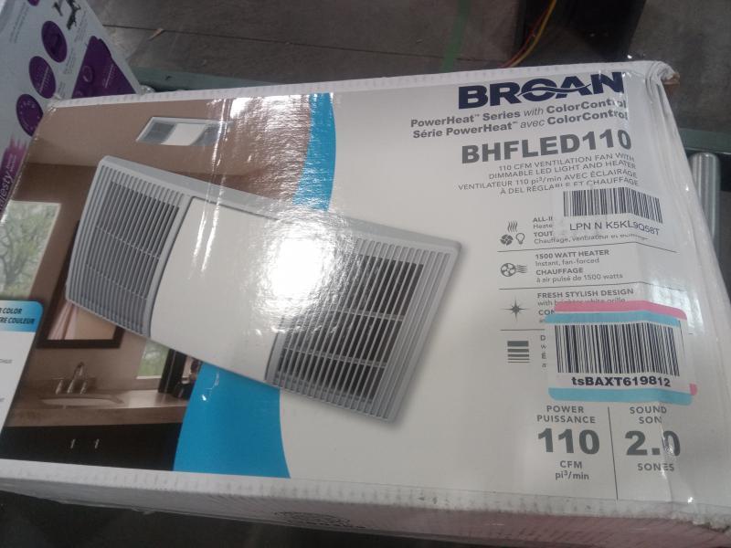 Broan-NuTone BHFLED110 PowerHeat Bathroom Exhaust Fan, AIUNCI 22in Alabaster Wall Sconce, COOLO Hybrid - MSRP $2,660