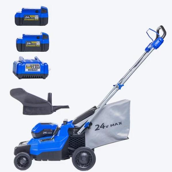 Kobalt 24V 16in Push Battery Walk Mower, Zoeller 1/2HP 115V 60gal Cast iron Submersible Sump Pump, Levolor -MSRP $3,253