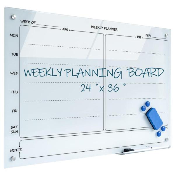 Pallet of Youpuwenju Frameless Glass 36x24in Wall-Mounted Calendar Whiteboards - MSRP $6,599