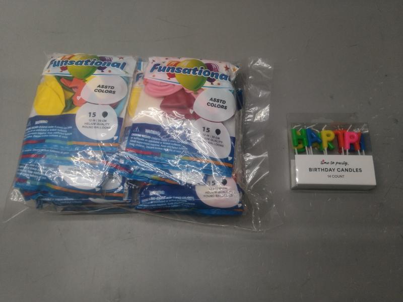 General Merchandise- PNL Funsational Deco Balloon 12", Happy Birthday Multicolor Pick Candles - MSRP $2,015