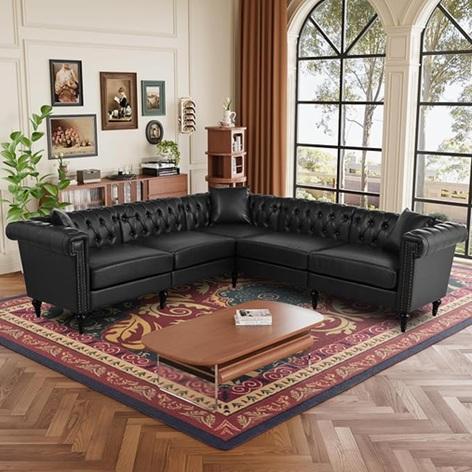 TRUCKLOAD - Keiki L-Shaped Chesterfield Sectional, Dornium Digital Smart Board, LG 65" Smart Television - MSRP $39,834