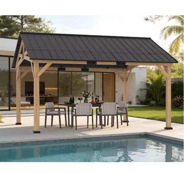 GAZEBEST 15ftx13ft Cedar Wood Hardtop Outdoor Patio Gazebo - Est Retail $1,290