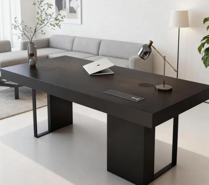 TRUCKLOAD - 62.99" Elegant Italian Minimalist Black Oak Veneer Desk, Maderne Traditional Wood Bed Set - MSRP $42,591