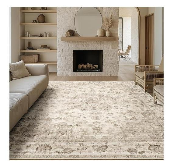 Home - WondRg 8x10 Beige Washable Neutral Area Rug, Andency Tie-Dyed King Black Grey Comforter, Rugs - MSRP $2,278