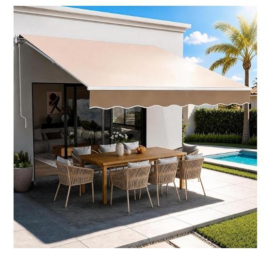 VEVOR Manual 12x10ft Retractable Awning, Pop Up Gazebo Tent, LIFETIME 5ft Commercial Round FoldnHalf Table -MSRP $2,231