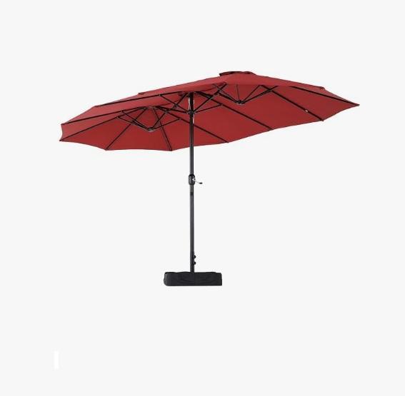 NEWBULIG 15ft Double-Sided Patio Umbrella, FAVSH Full Metal Bed Frame, COMHOMA Outdoor Storage Shed - MSRP $2,725