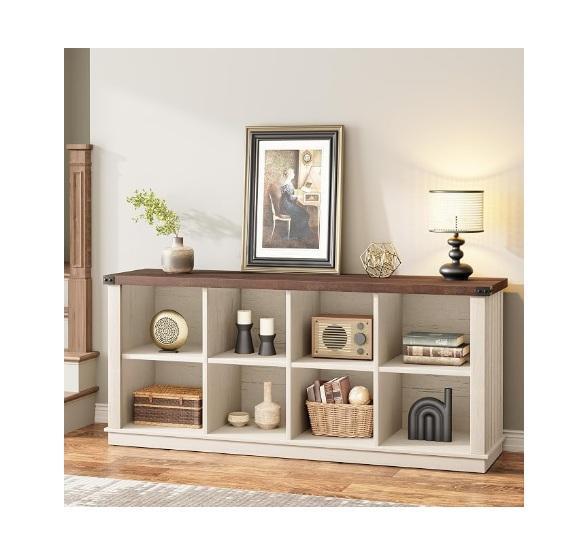 GarveeHome 8-Cube Organizer Bookshelf, Keter Westwood 150gal Resin Outdoor Storage Box, Vanity Desk - MSRP $2,285