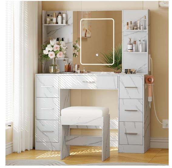 Garvee Makeup Vanity w/Mirror/Chair, Sauder Miscellaneous 5-Shelf Bookcase, 73.5'' Pop-Up Pet Playpen - MSRP $1,225