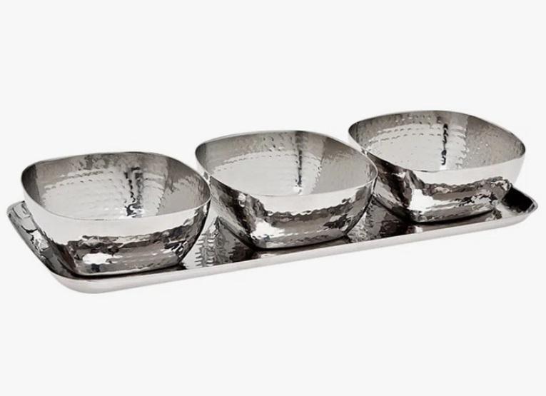 Housewares - Godinger 4pc Tricia Tray & Bowl Set, Soft Chenille Throw Blanket, Washable Entryway Rug - MSRP $1,954