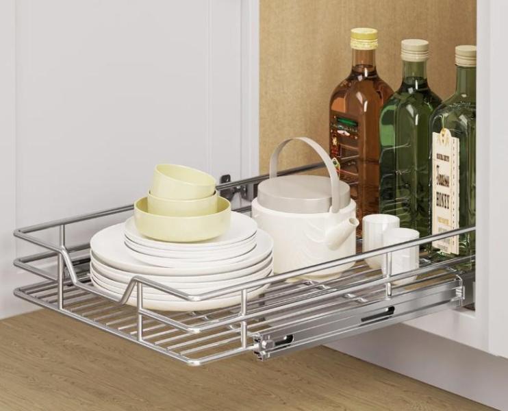Housewares - 0.5"Wx18"D Pull-Out Cabinet Organizer, Haja Fluffy Faux Sheepskin Fur Shag Area Rug, Baskets - MSRP $2,530