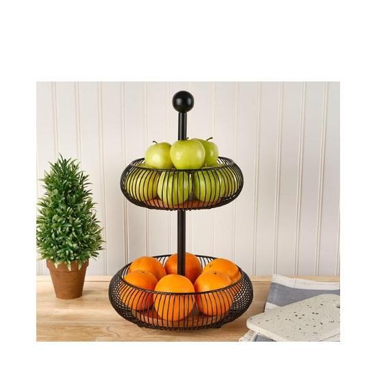 Housewares - Gourmet Basics by Mikasa Westfield 2-Tier Basket, Benally Iron Hanging Dome Wall Planter - MSRP $3,697