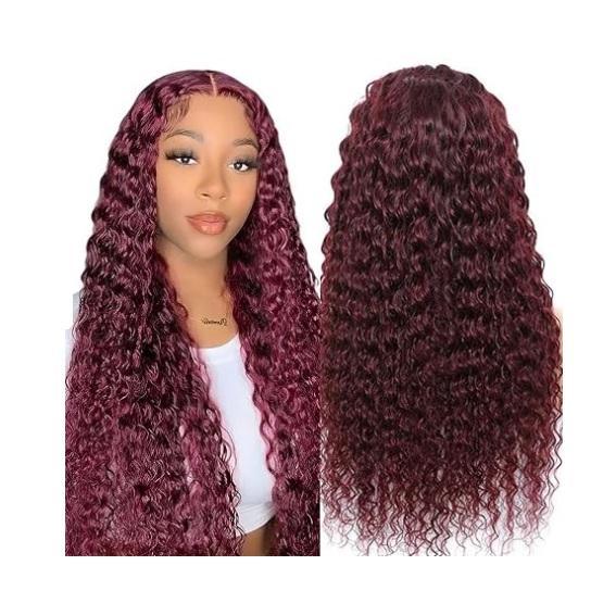 Beauty - Hailookmey 99J Burgundy Body Wave HD Lace Front Wig, Finger Secret Gel Nail Shiny Topcoat - MSRP $6,446