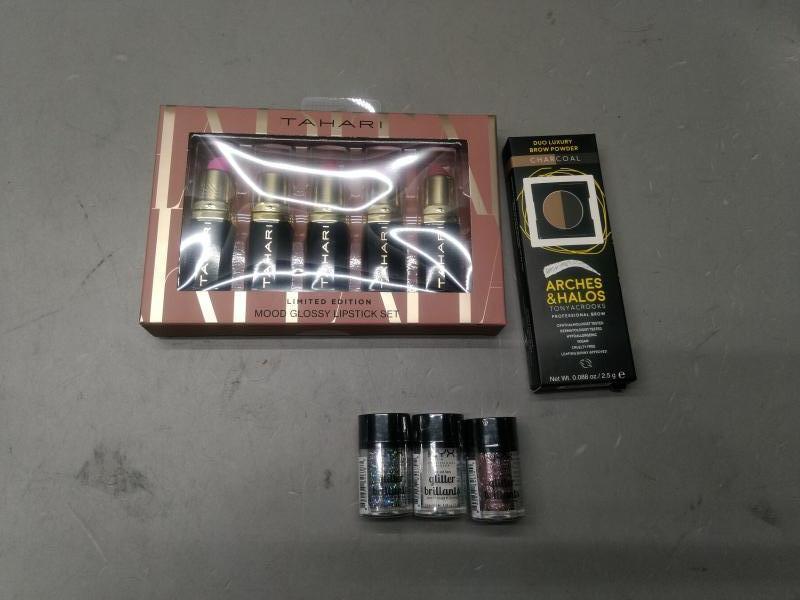 Health and Beauty - Arches & Halos Brow Powder, Votum Tahari Lipstick Set, NYX Makeup Glitter - MSRP $1,992