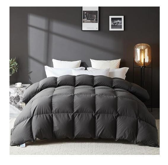 L LOVSOUL Goose Feather Down Fiber Comforter California King, SIBRILLE 36W Dimmable 3-Light Floor Lamp - MSRP $1,617