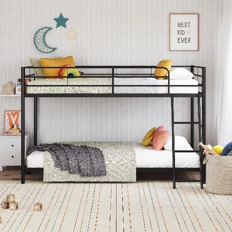 Furniture - MS Small Space Junior Twin over Full Metal Bunk Beds, BH&G Leighton Twin Beds - MSRP $858
